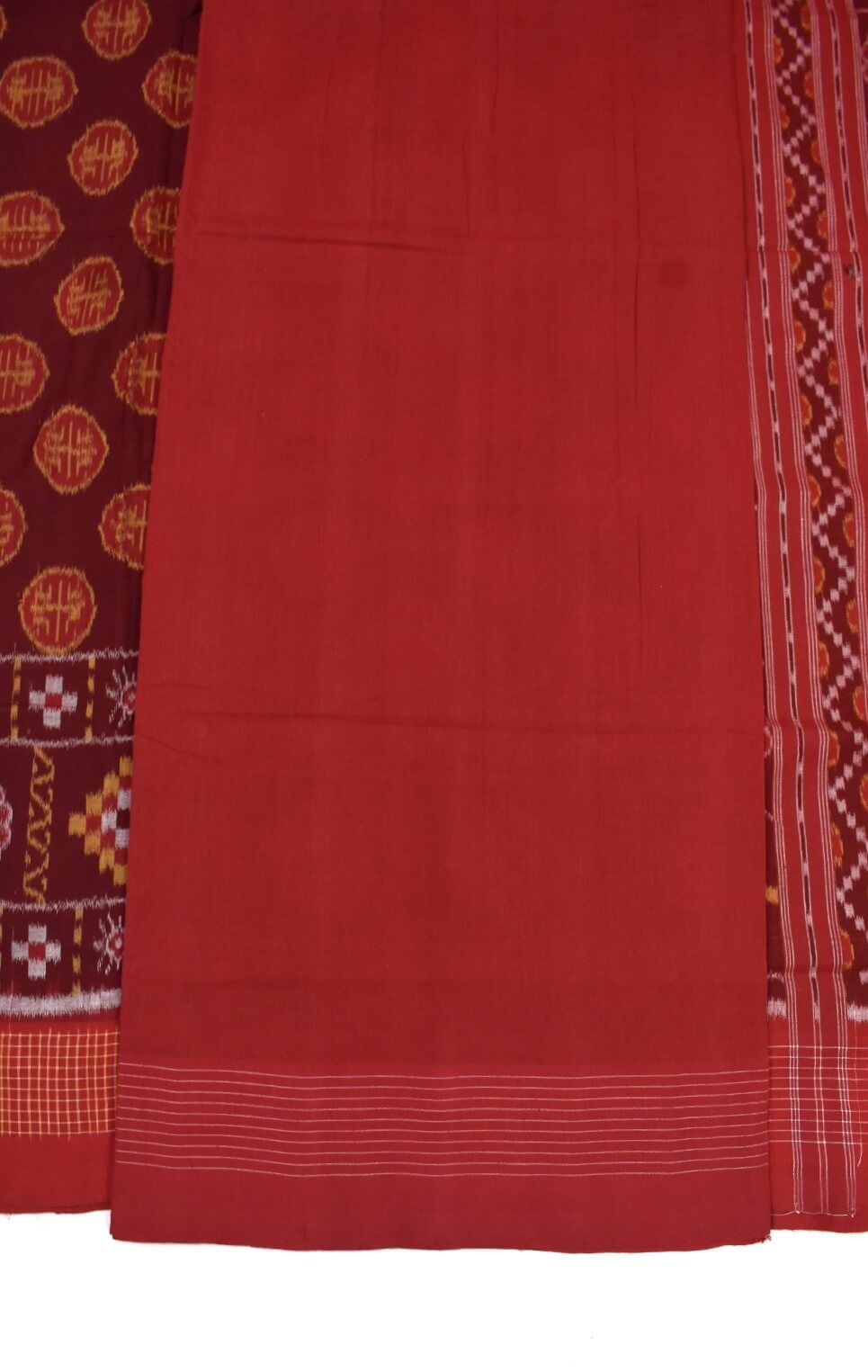 Red Colour Sambalpuri Handloom Cotton Saree - Image 5