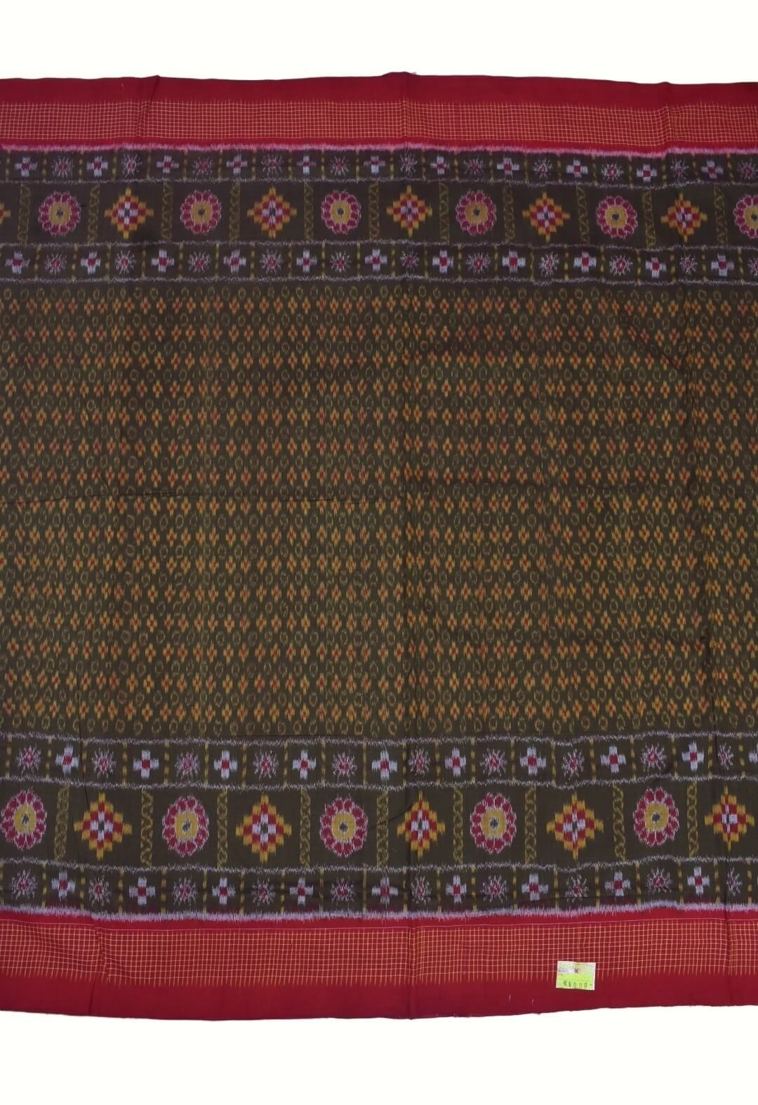 Green-Red Colour Sambalpuri Handloom Cotton Saree