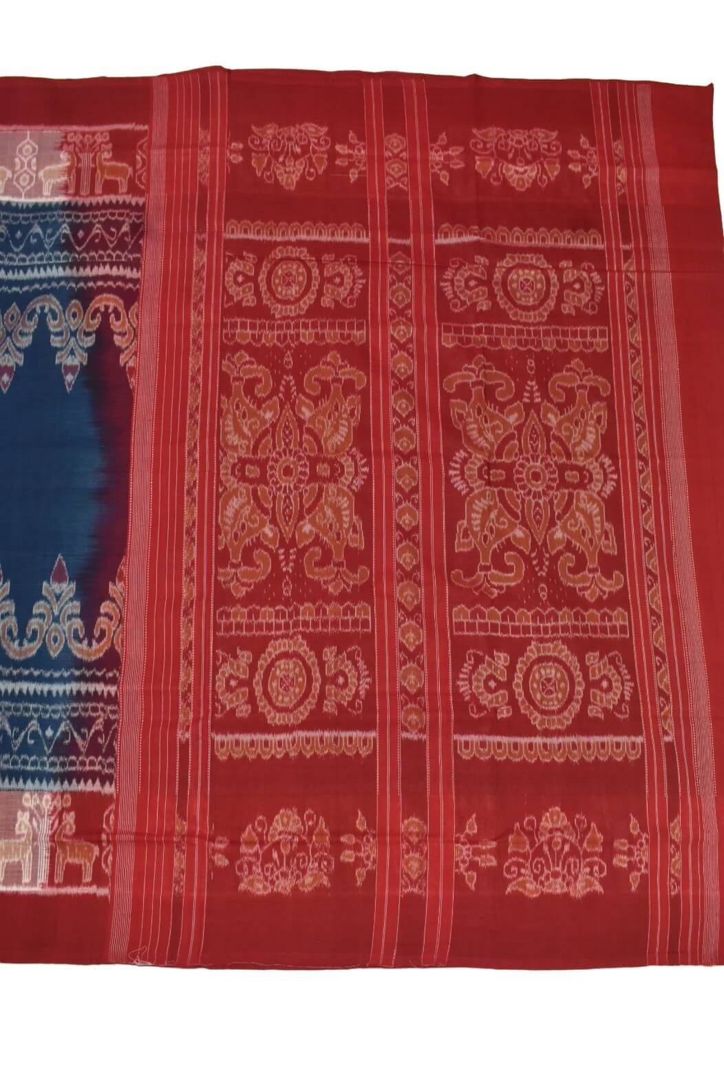 Blue Colour Sambalpuri Handloom Cotton Saree - Image 2