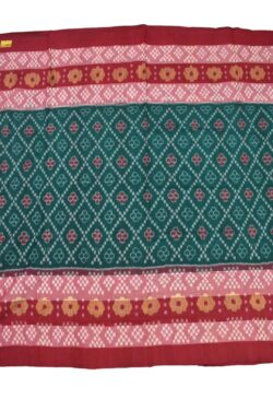 Green-Red Colour Sambalpuri Handloom Cotton Saree