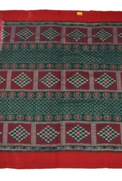Green-Red Colour Sambalpuri Handloom Cotton Saree