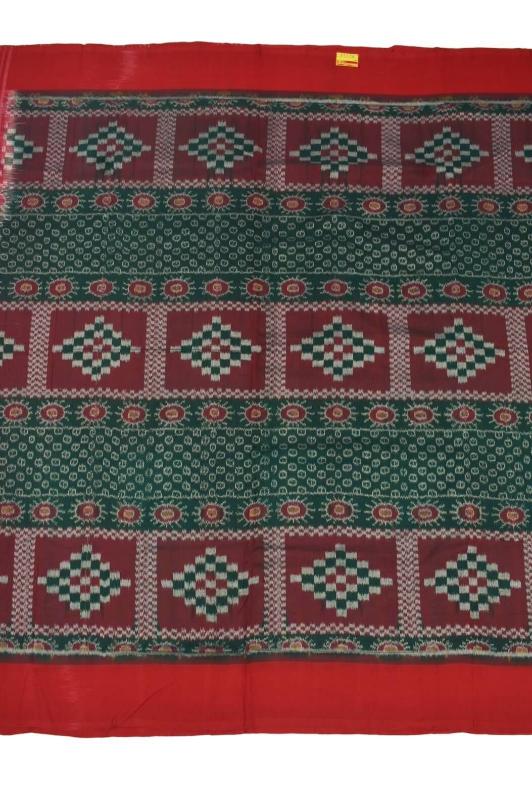 Green-Red Colour Sambalpuri Handloom Cotton Saree