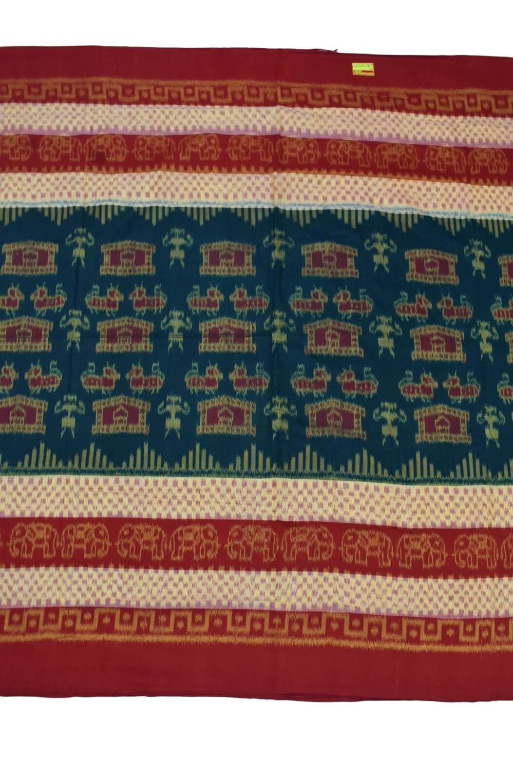 Green-Red Colour Sambalpuri Handloom Cotton Saree