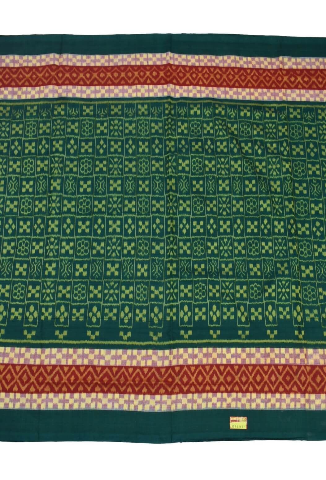 Green-Red Colour Sambalpuri Handloom Cotton Saree