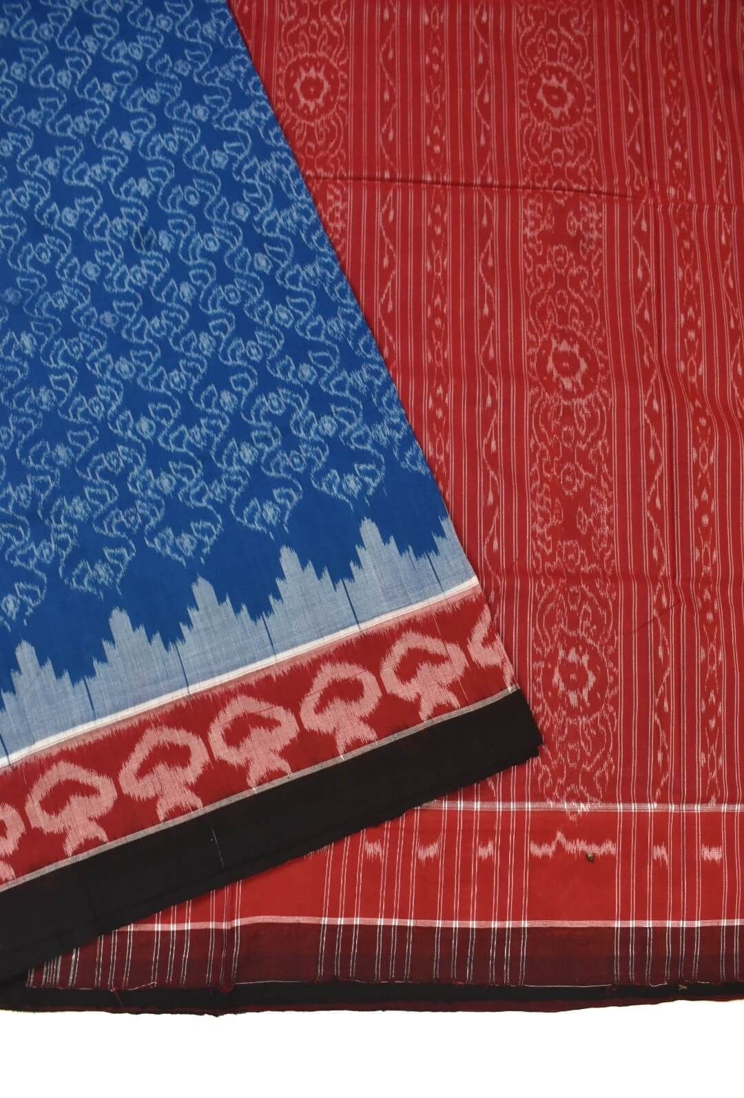 Blue Colour Sambalpuri Handloom Cotton Saree - Image 3