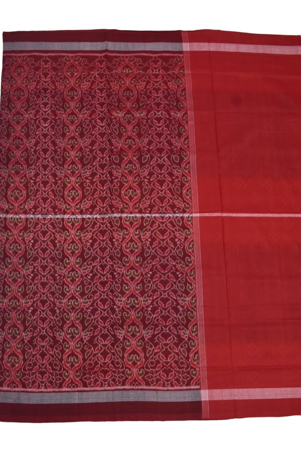 Blue-Red Colour Sambalpuri Handloom Cotton Saree - Image 2