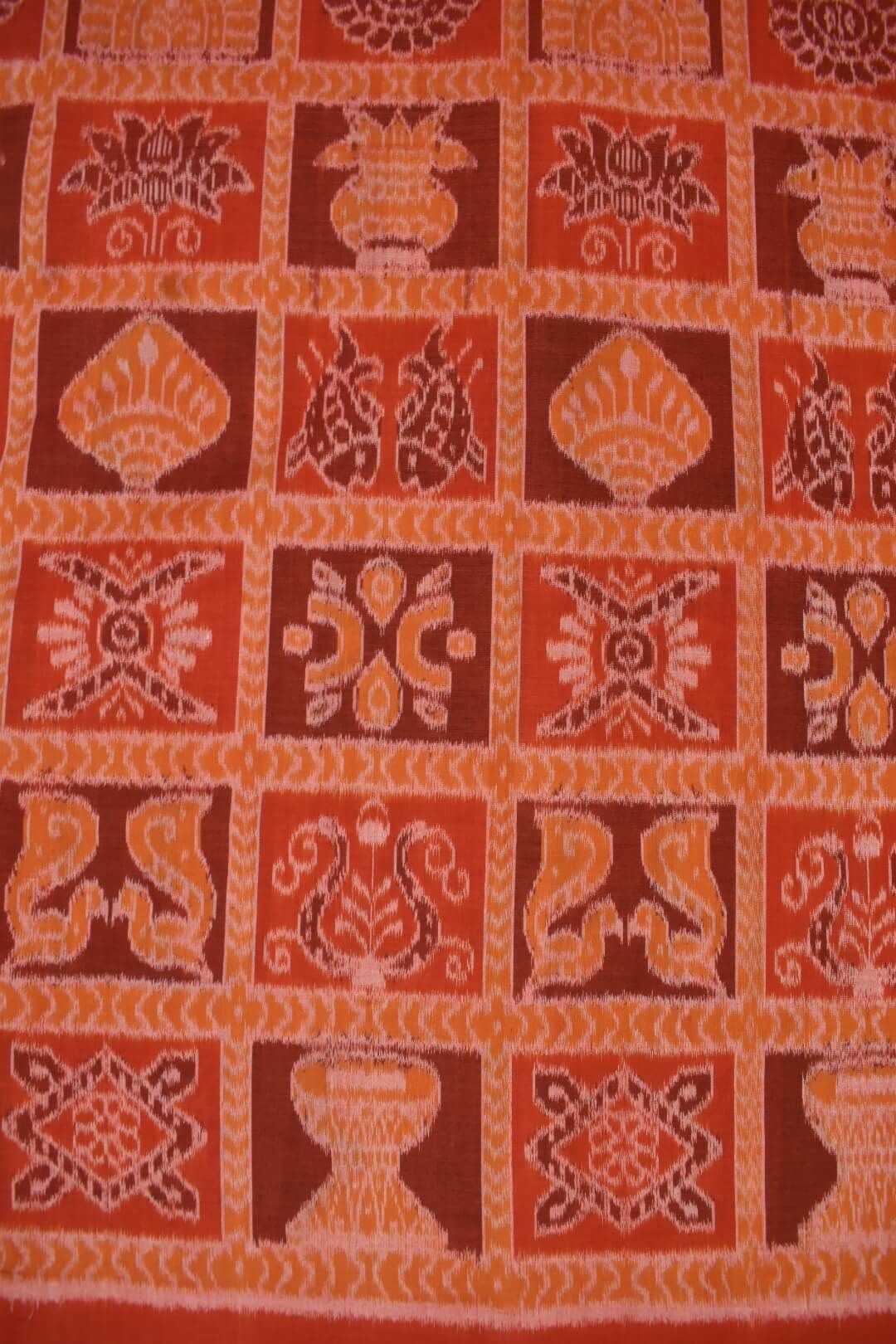 Orange Colour Nabakothi Design Sambalpuri Handloom Cotton Dress Material - Image 5