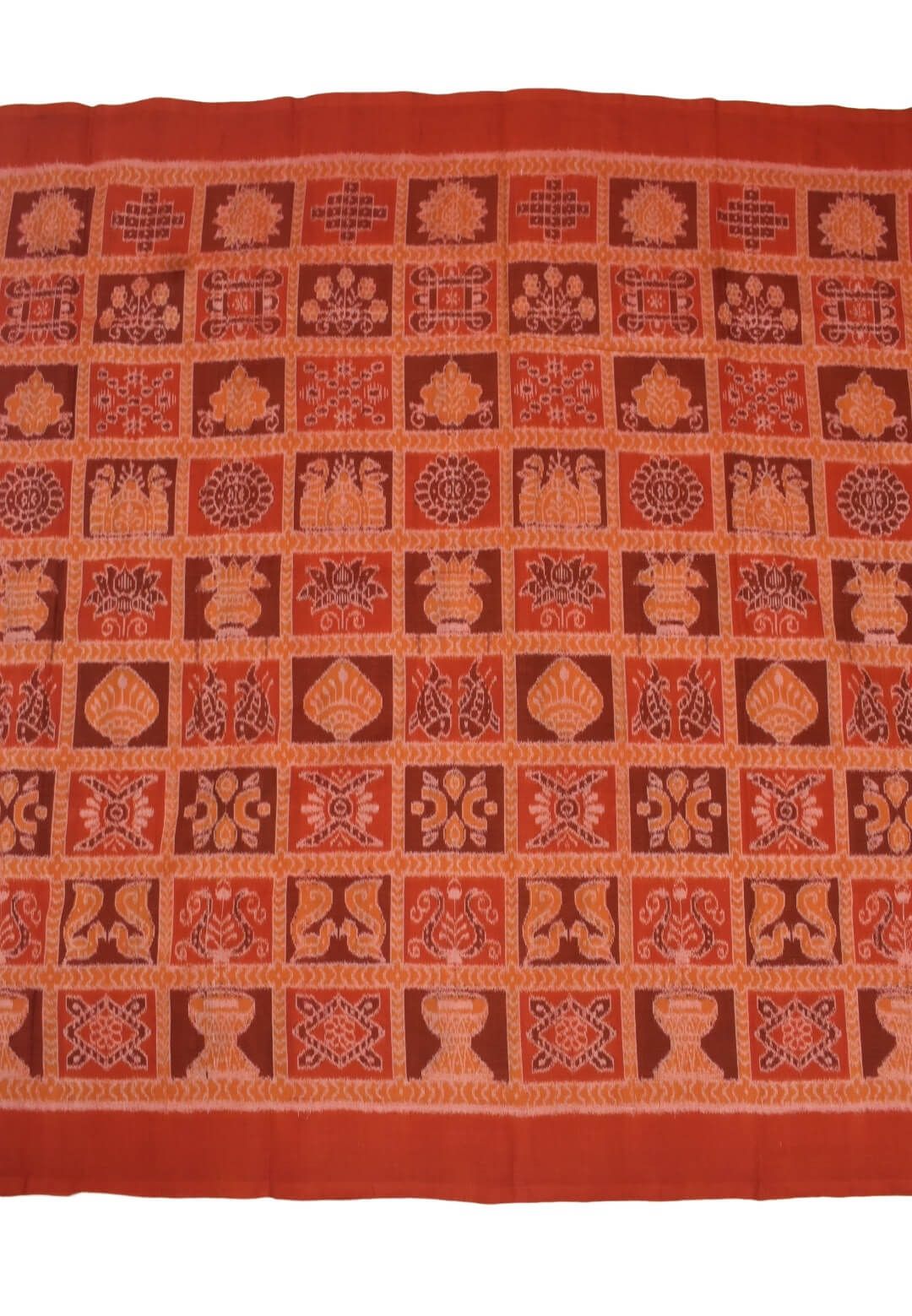 Orange Colour Nabakothi Design Sambalpuri Handloom Cotton Dress Material - Image 4