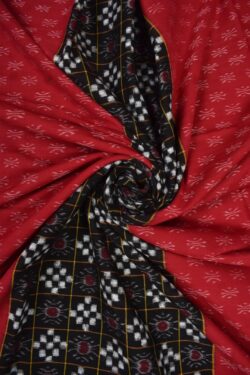 Red-Black Colour Sambalpuri Pasapali Design Handloom Cotton Fabrics