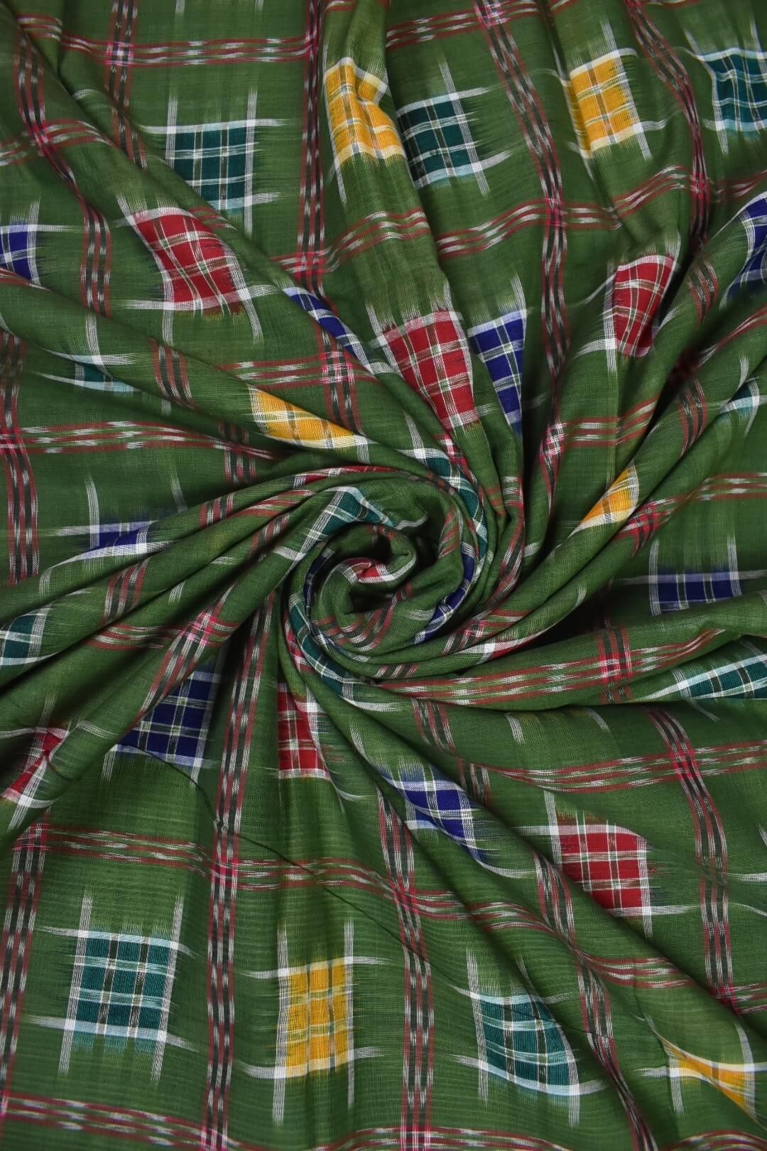 Mahendi Colour Aswini Design Sambalpuri Handloom Cotton Fabrics
