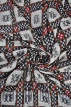 White Combination Sambalpuri Handloom Cotton Fabric