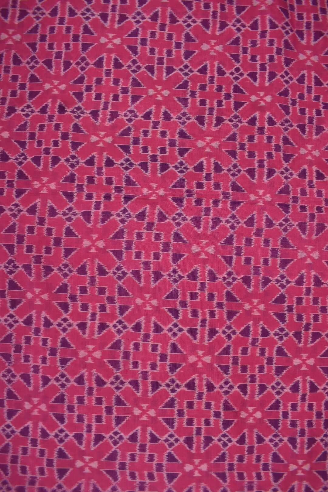 Pink Combination Sambalpuri Handloom Cotton Fabric - Image 3