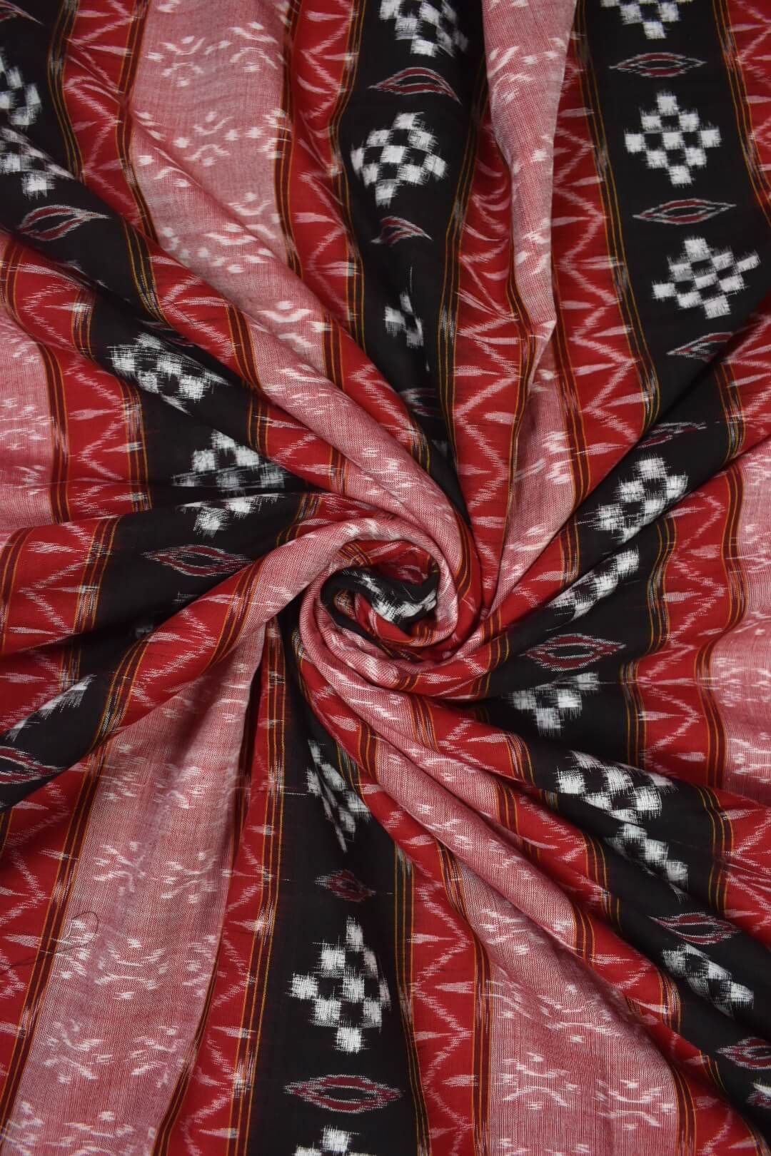 Pitch-Black Colour Sambalpuri Handloom Cotton Fabrics