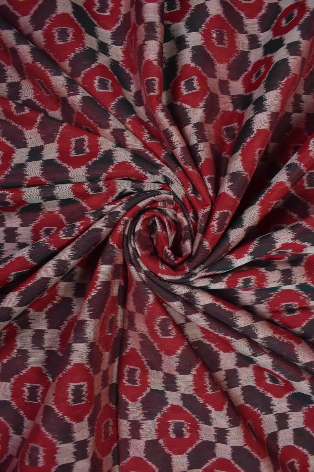 Red Combination Sambalpuri Handloom Cotton Fabric