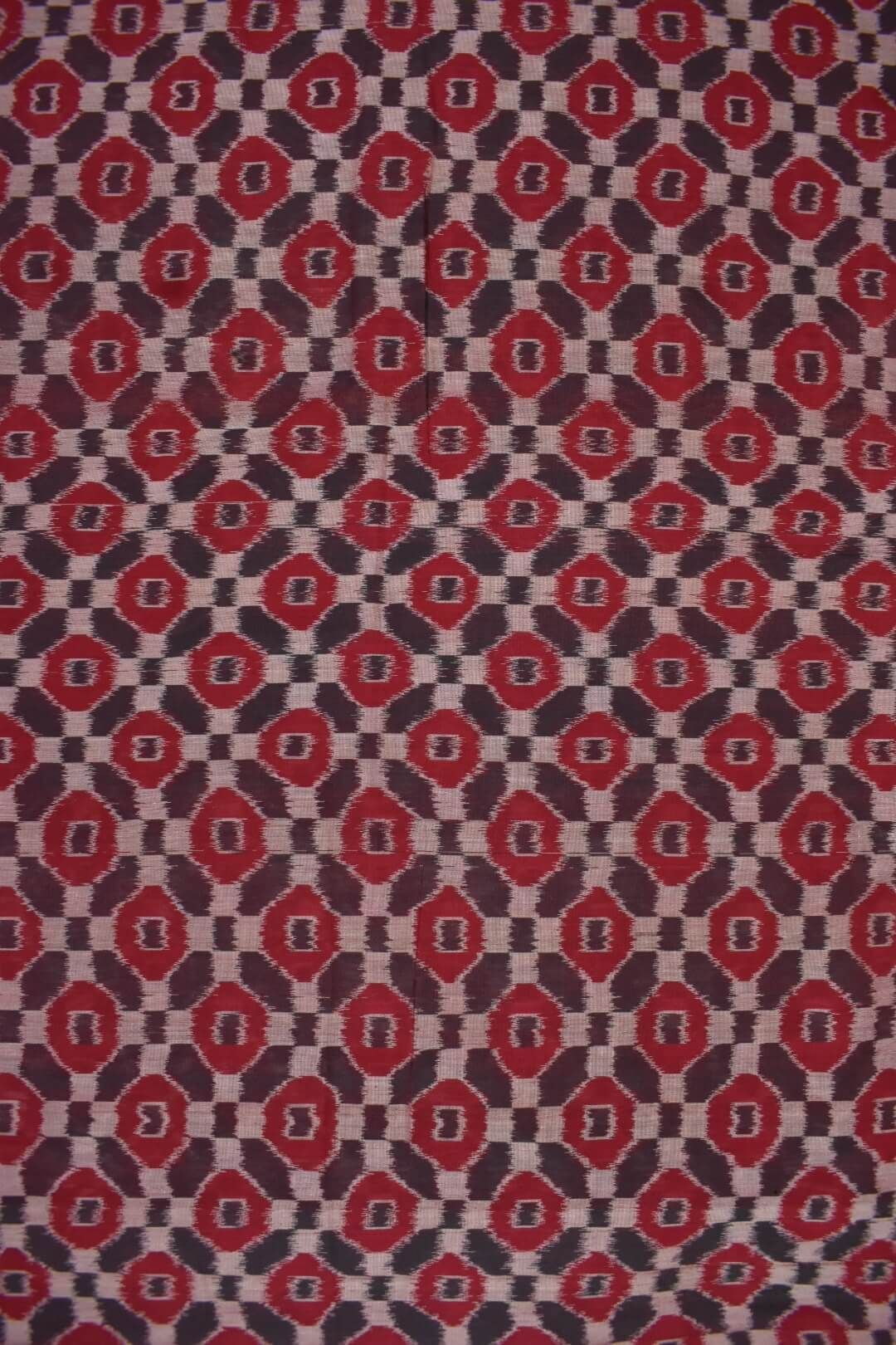Red Combination Sambalpuri Handloom Cotton Fabric - Image 3