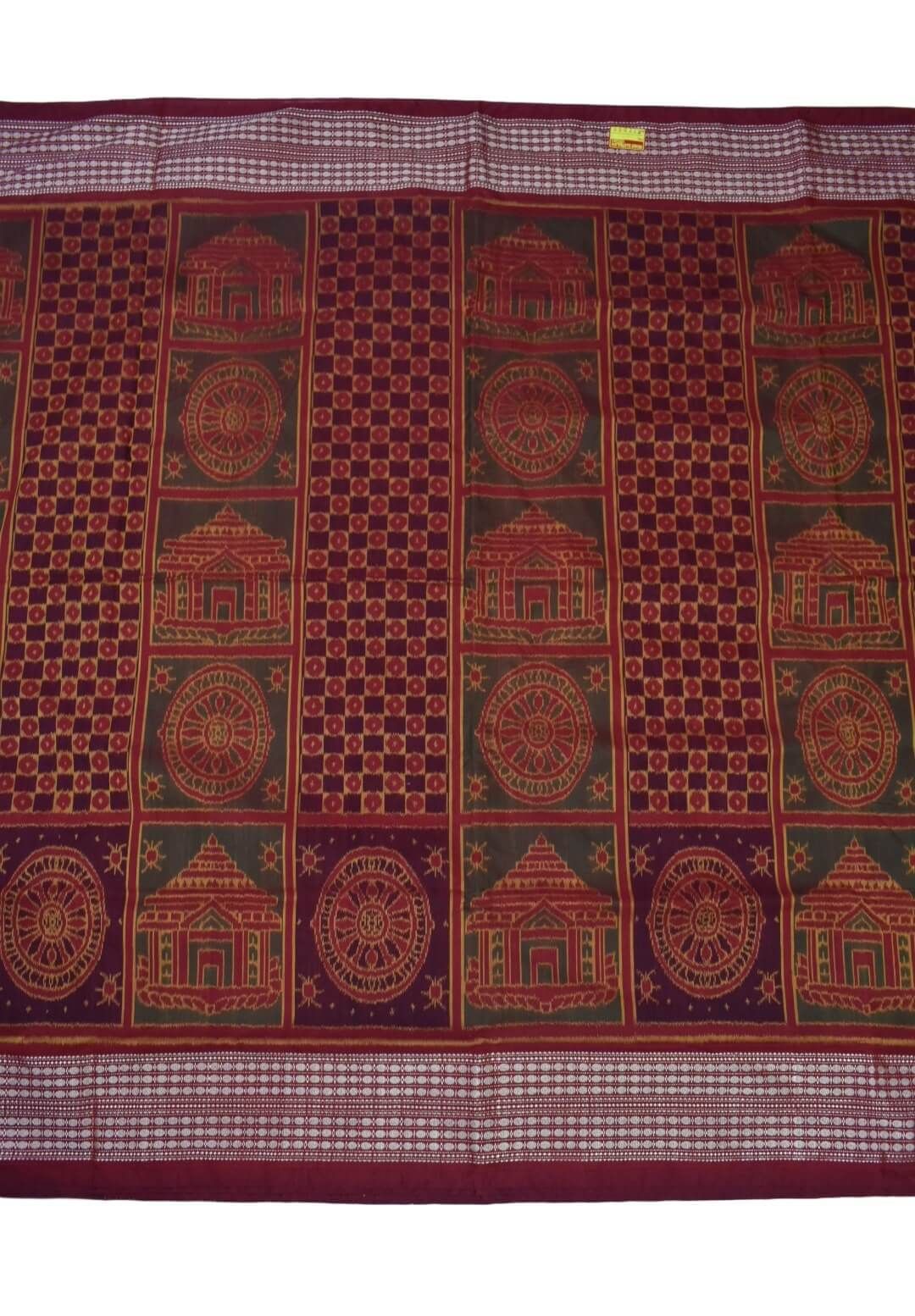 Red-Green Combination Chakra Design Sambalpuri Handloom Cotton/silk mix Saree