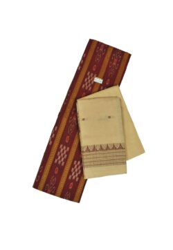 Maroon Colour Sambalpuri Handloom Cotton Bomkai Dress Material
