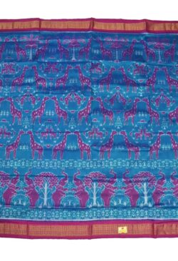 Blue Colour Sambalpuri Handloom Bandha Silk Saree