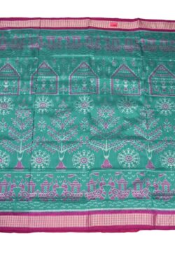 Green Colour Sambalpuri Handloom Bandha Silk Saree