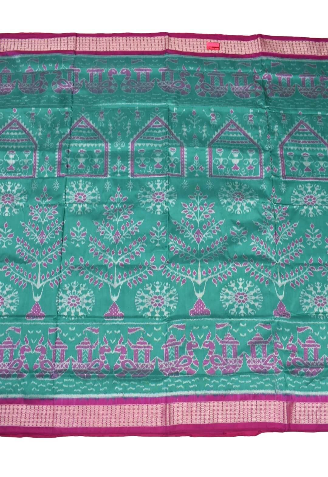 Green Colour Sambalpuri Handloom Bandha Silk Saree
