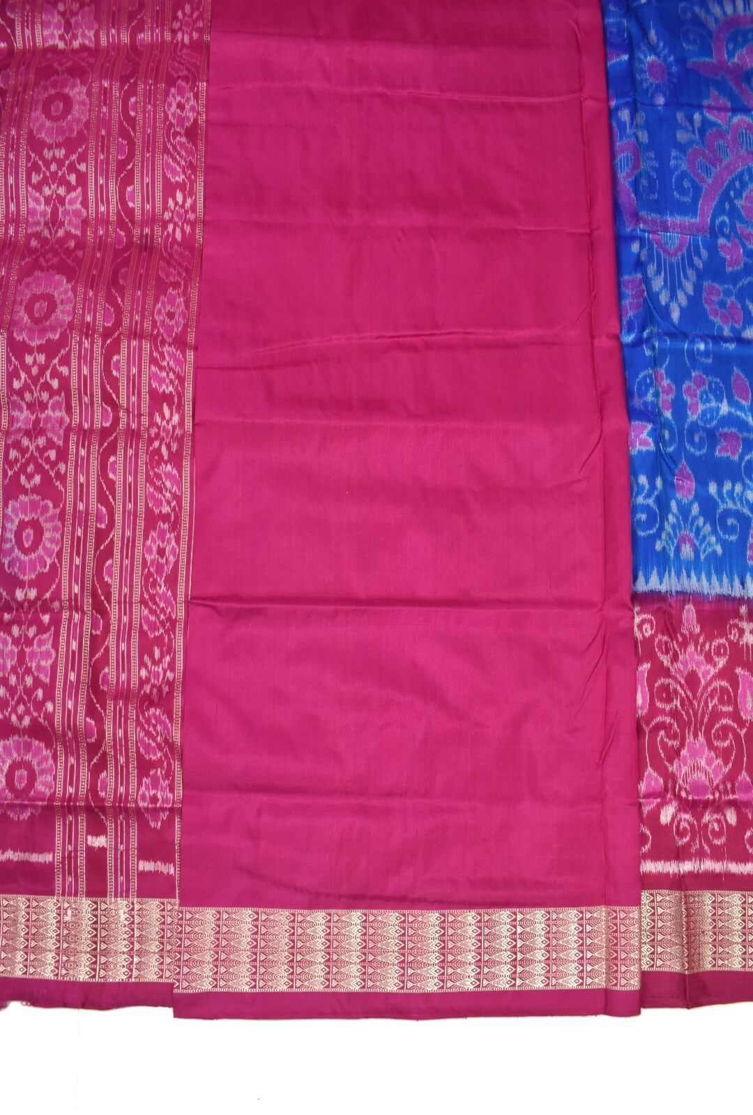 Blue-Pink Colour Sambalpuri Handloom Bandha Silk Saree - Image 5