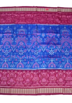Blue-Pink Colour Sambalpuri Handloom Bandha Silk Saree