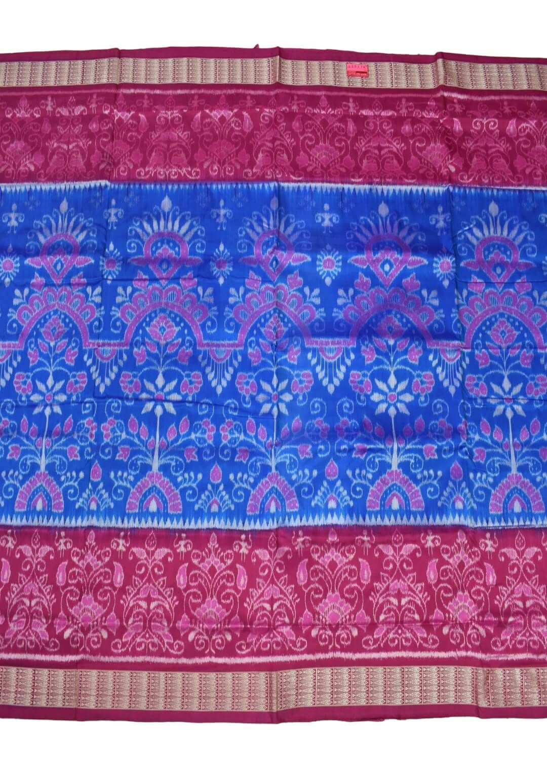 Blue-Pink Colour Sambalpuri Handloom Bandha Silk Saree