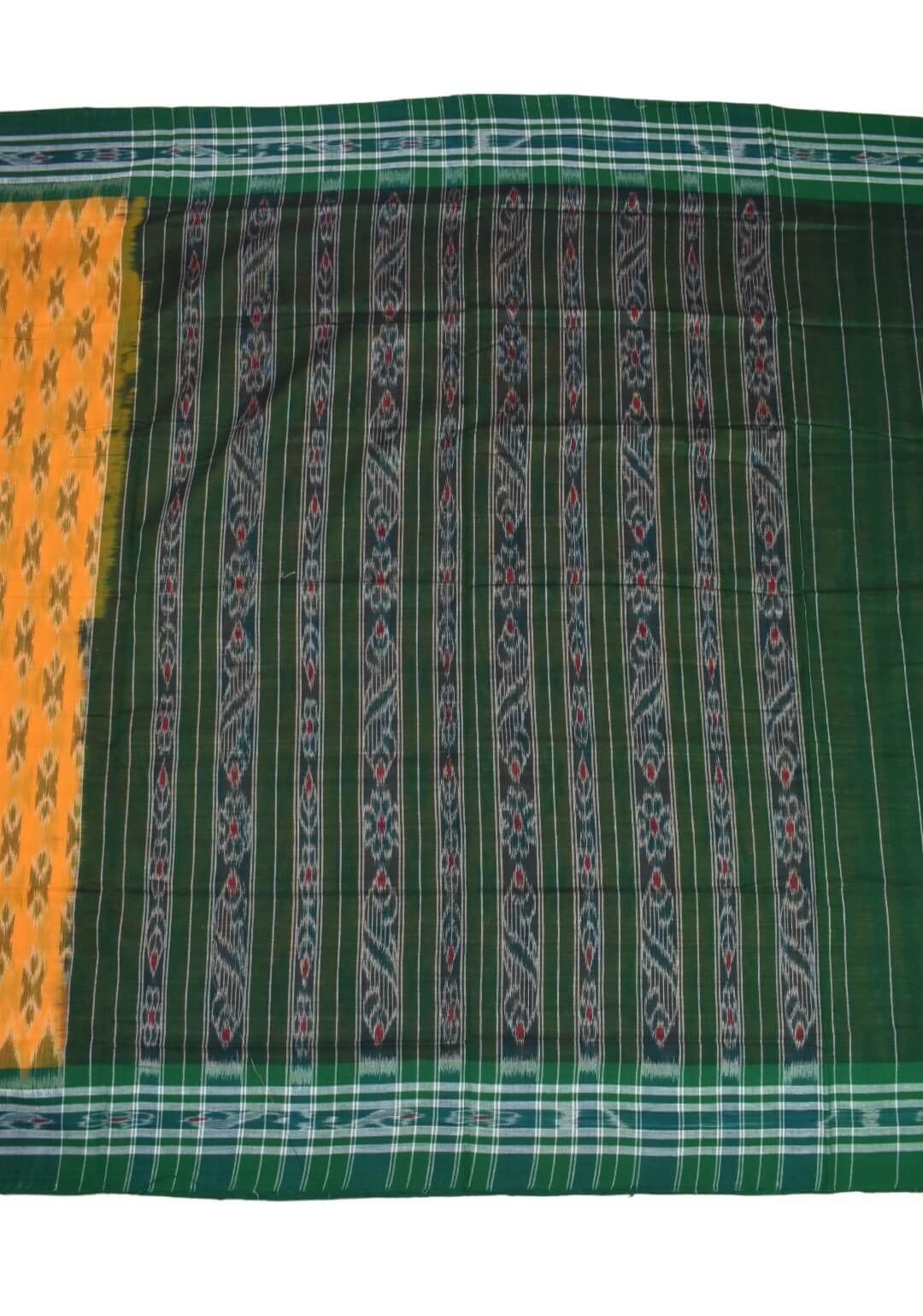 Yellow Colour Sambalpuri Handloom Mania Bandha Cotton Saree - Image 2