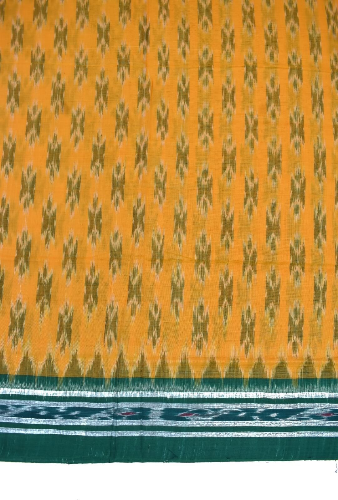 Yellow Colour Sambalpuri Handloom Mania Bandha Cotton Saree - Image 4