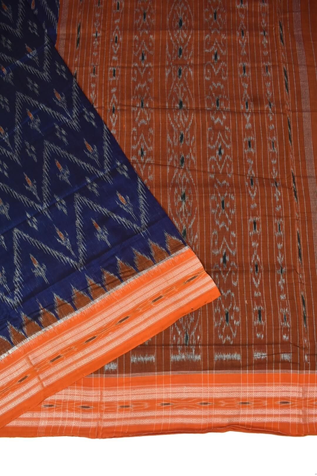 Blue Colour Sambalpuri Handloom Mania Bandha Cotton Saree - Image 3