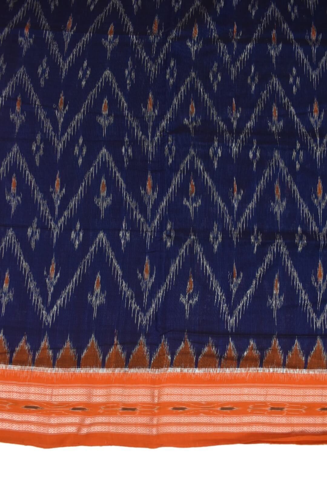 Blue Colour Sambalpuri Handloom Mania Bandha Cotton Saree - Image 4