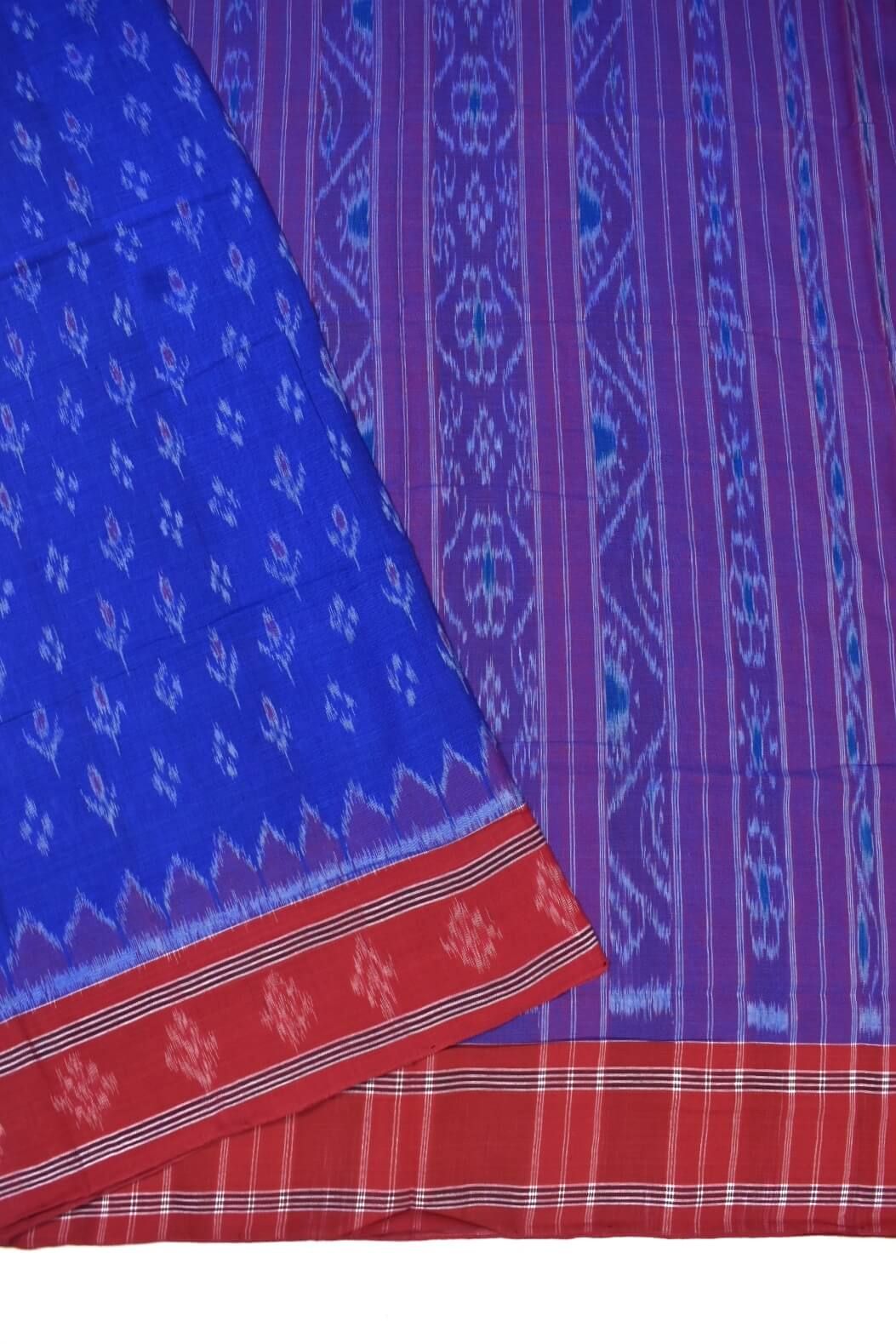 Blue Colour Sambalpuri Handloom Mania Bandha Cotton Saree - Image 3
