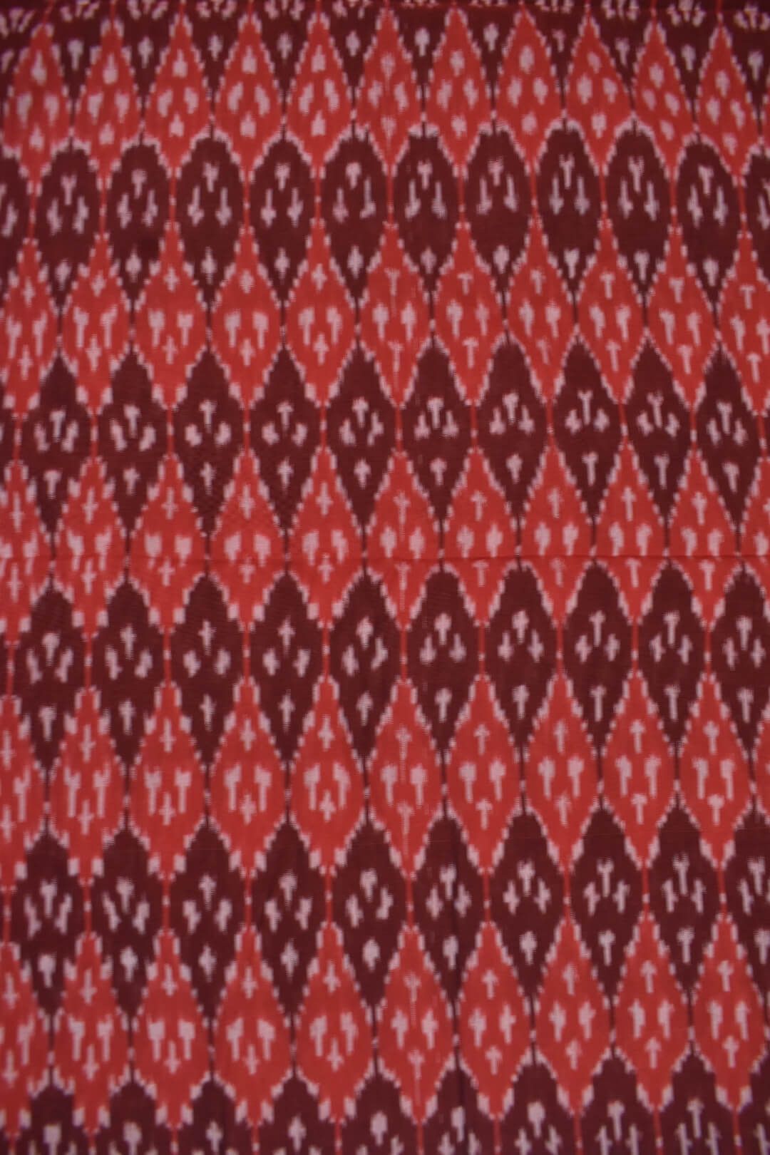 Red Colour Ikkat Design Pochampally Handloom Cotton Fabric - Image 3