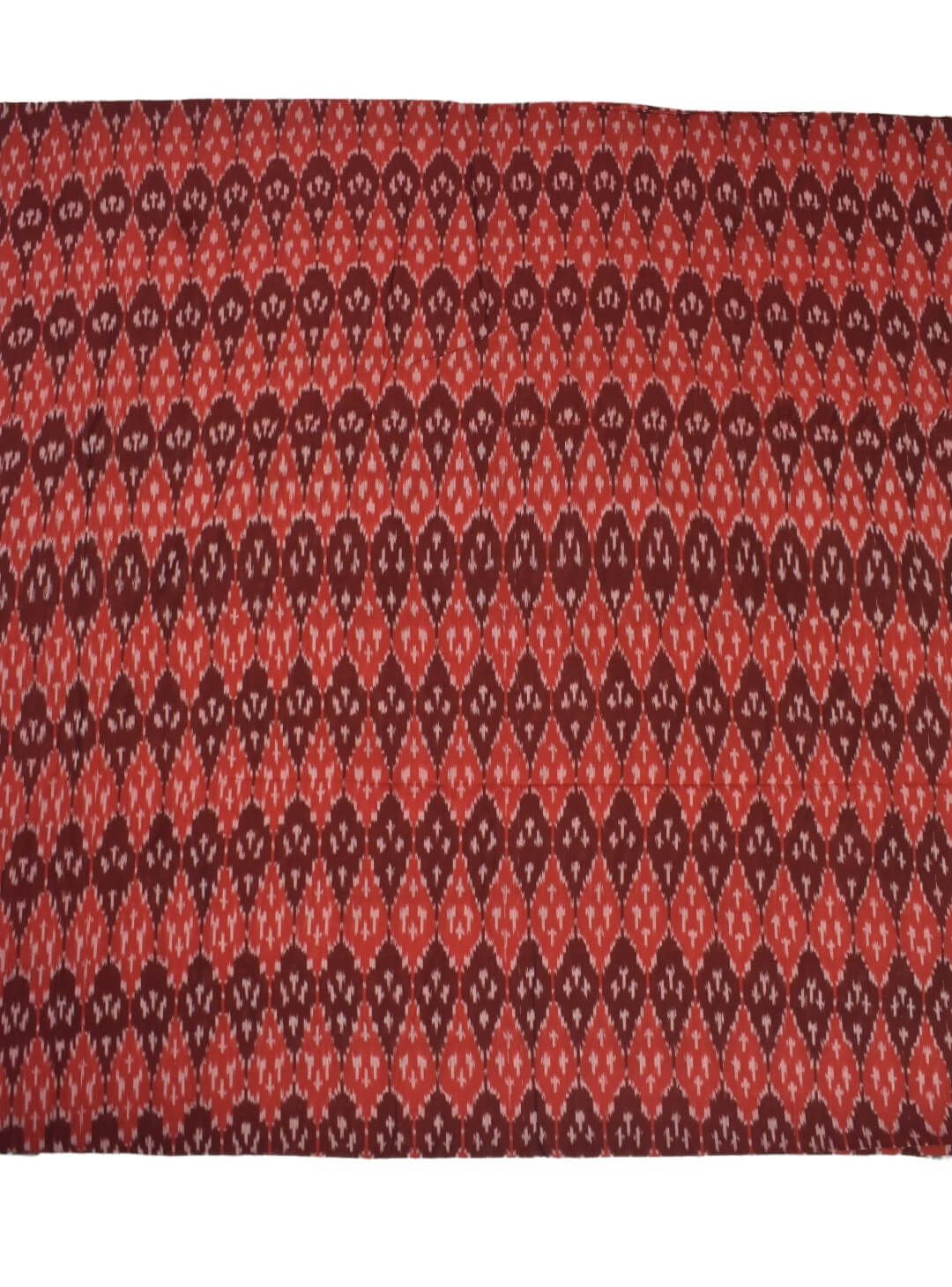 Red Colour Ikkat Design Pochampally Handloom Cotton Fabric - Image 2