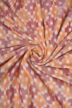 Cream Colour Ikkat Design Pochampally Handloom Cotton Fabric