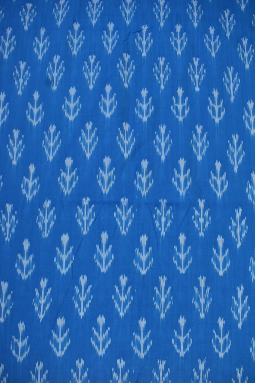 Blue Colour Ikkat Design Pochampally Handloom Cotton Fabric - Image 3