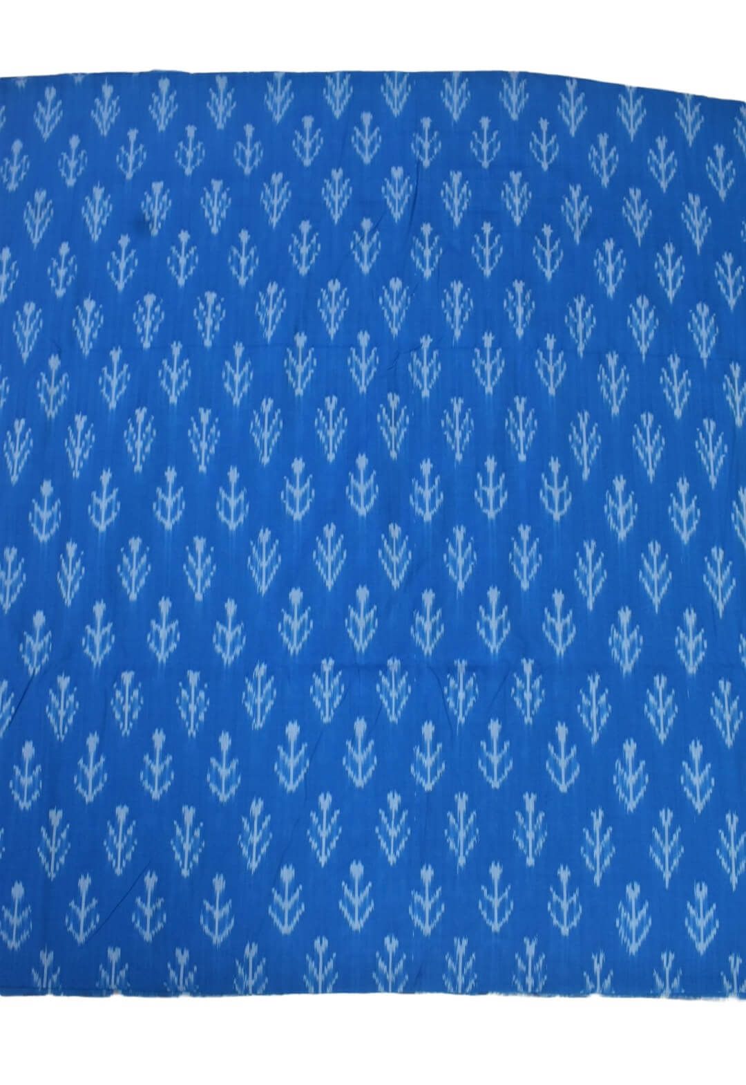 Blue Colour Ikkat Design Pochampally Handloom Cotton Fabric - Image 2