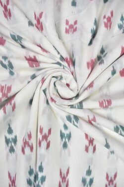 White Colour Ikkat Design Pochampally Handloom Cotton Fabric