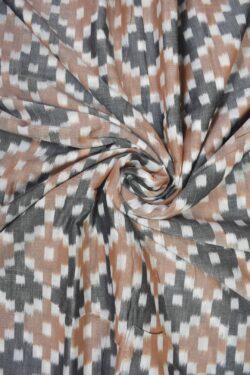 Cream Colour Ikkat Design Pochampally Handloom Cotton Fabric