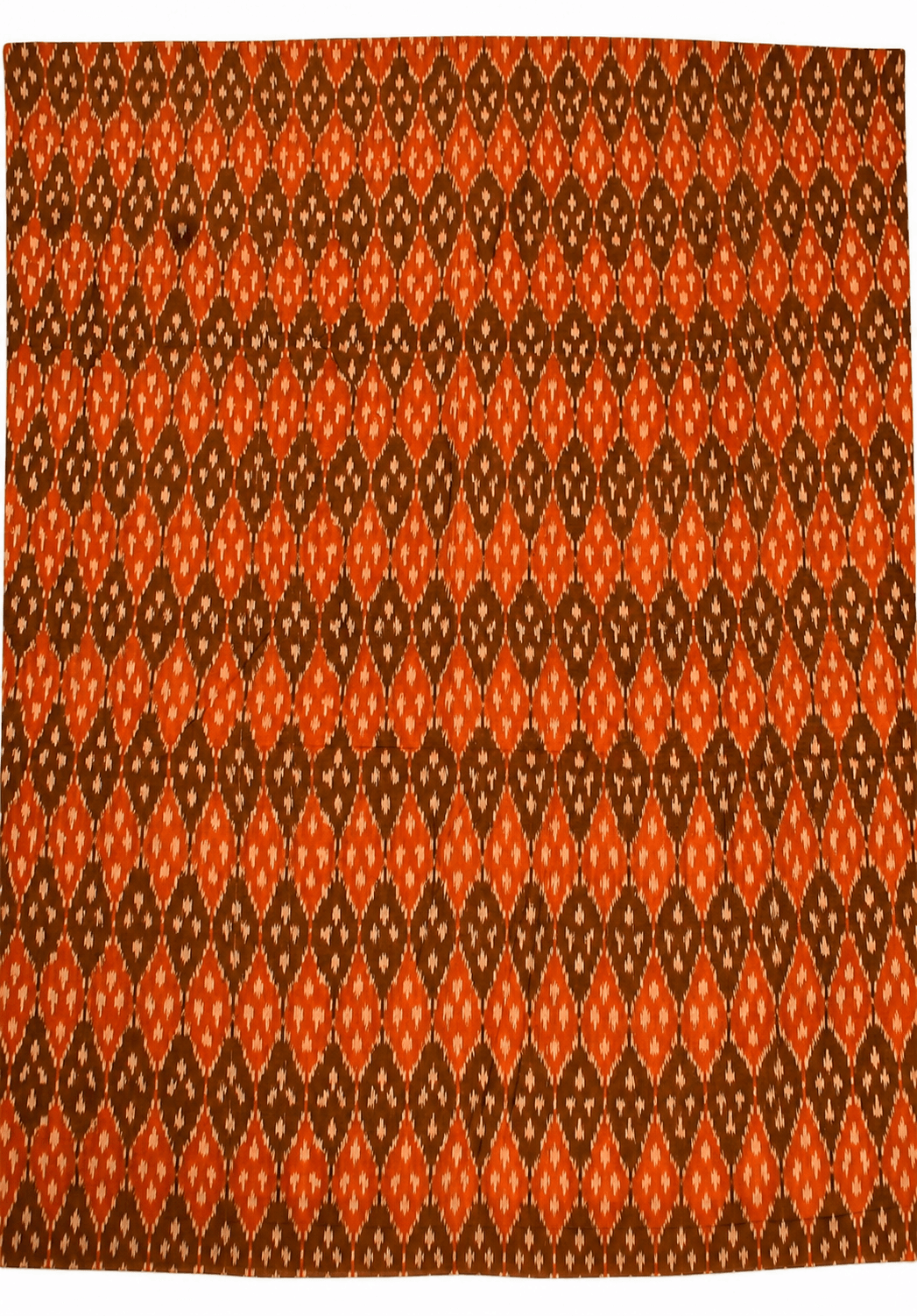 Orange Colour Ikkat Design Pochampally Handloom Cotton Fabric - Image 2