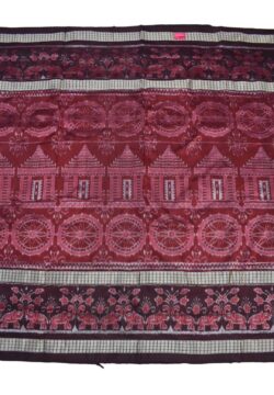Red-Maroon Colour Sambalpuri Handloom Bandha Silk Saree
