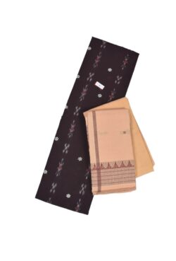 Brown Colour Sambalpuri Handloom Cotton Dress Material