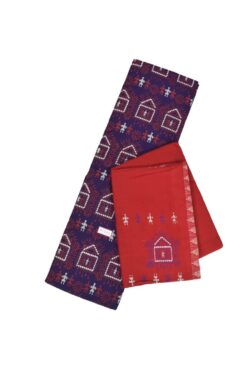 Blue-Red Colour Sambalpuri Handloom Cotton Dress Material