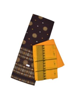 Brown Colour Sambalpuri Handloom Cotton Dress Material