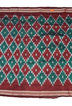 Green-Red Combination Pasaplai Design Sambalpuri Handloom Bandha Silk Saree