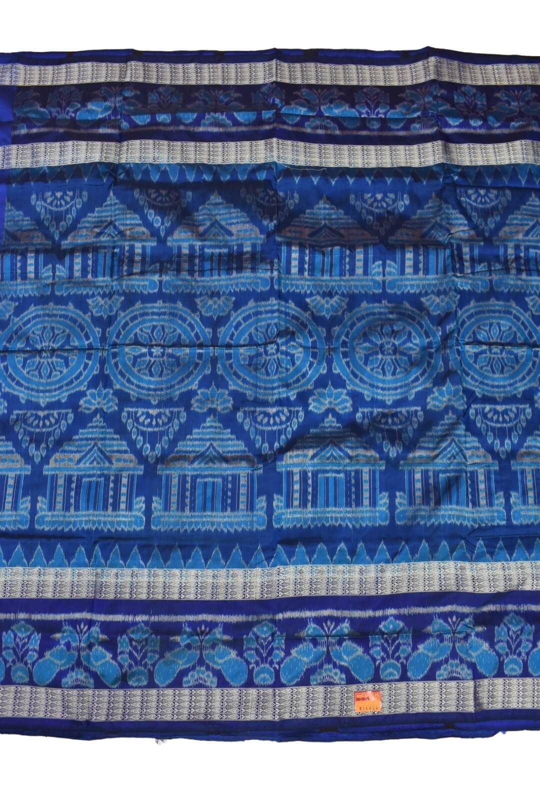 Blue Colour Sambalpuri Handloom Bandha Silk Saree