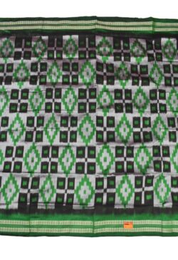 Green-Black Colour Pasapali Design Sambalpuri Handloom Bandha Silk Saree