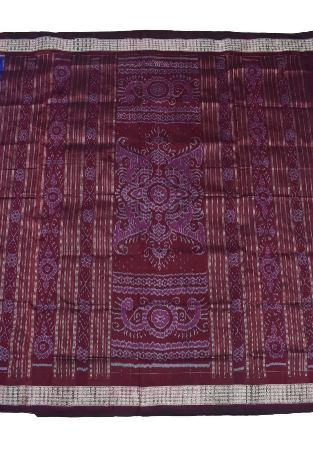 Blue Colour Sambalpuri Handloom Bandha Silk Saree - Image 3