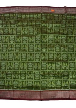 Green Colour Sambalpuri Handloom Bandha Silk Saree
