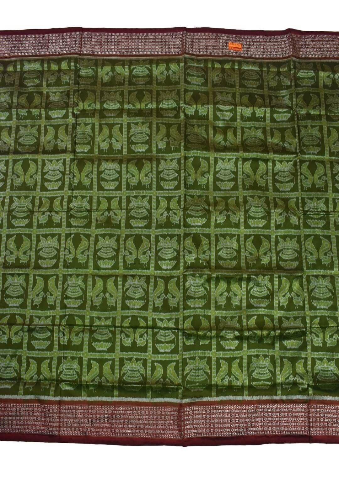 Green Colour Sambalpuri Handloom Bandha Silk Saree